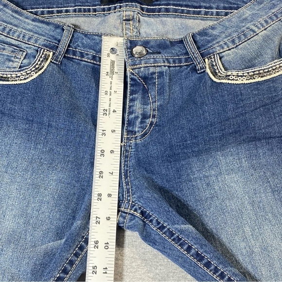 Twentyone Black Jeans Women 9/10R Blue Low Rise Slim Boot Sequins Casual Denim - Picture 15 of 16